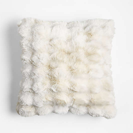 Textured Faux Fur Arctic Ivory 20"x20" Throw Pillow