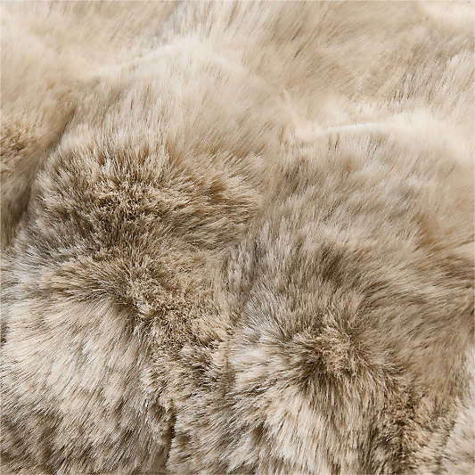 Textured Faux Fur Sierra Tan 20"x20" Throw Pillow with Down-Alternative Insert