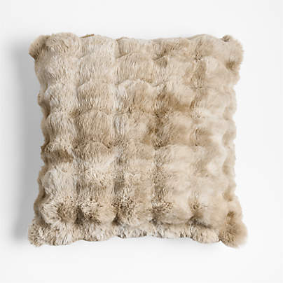 Textured Faux Fur Sierra Tan 20x20 Throw Pillow Cover
