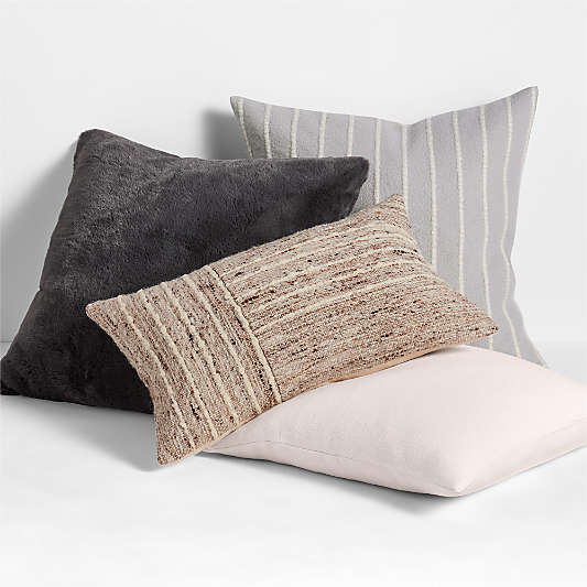 Textured Grey Throw Pillow Arrangement