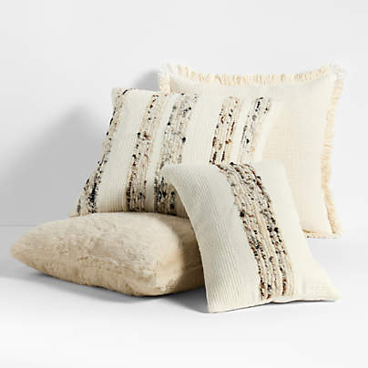 Textured Ivory Throw Pillow Arrangement