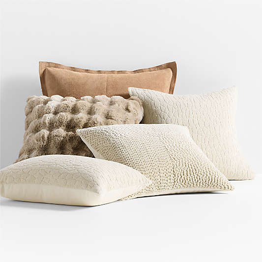 Textured Neutrals Throw Pillow Arrangement