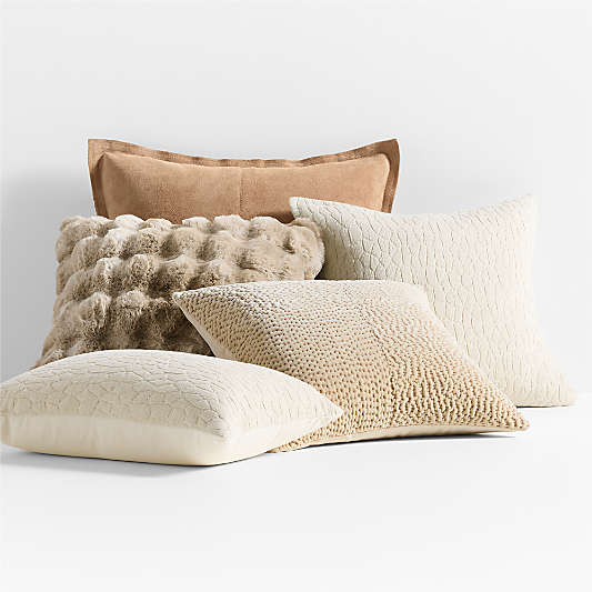 Textured Neutrals Throw Pillow Arrangement