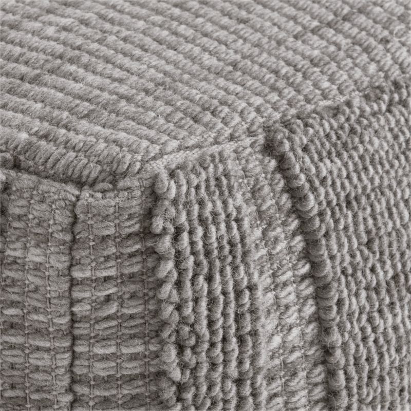 Fog Grey Textured Plaid 18"x18" Pouf - image 3 of 5