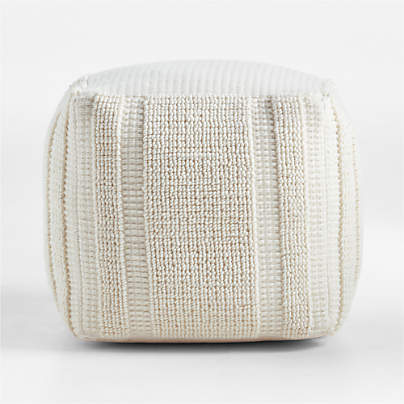 Pampas Ivory Textured Plaid 18"x18" Pouf