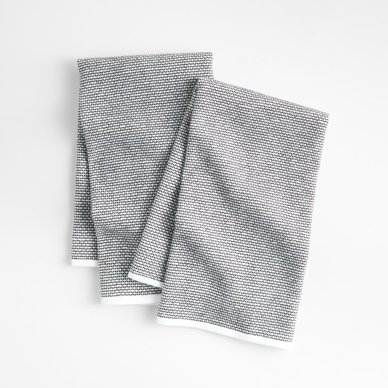 Textured Terry Black Organic Cotton Dish Towels, Set of 2
