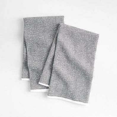 View Textured Terry Black Organic Cotton Kitchen Towels, Set of 2 details