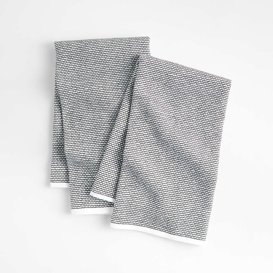 Textured Terry Black Organic Cotton Dish Towels, Set of 2 + Reviews | Crate & Barrel