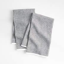 Textured Terry Black Organic Cotton Kitchen Towels, Set of 2 + Reviews | Crate & Barrel
