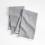 Textured Terry Black Organic Cotton Kitchen Towels, Set of 2