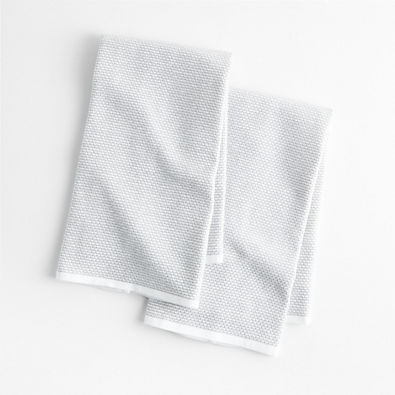 View Textured Terry Alloy Grey Organic Cotton Kitchen Towels, Set of 2 details