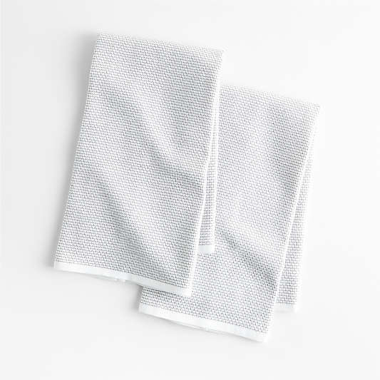 Textured Terry Alloy Grey Organic Cotton Dish Towels, Set of 2