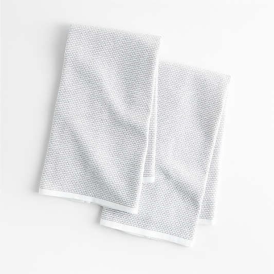 Textured Terry Alloy Grey Organic Cotton Kitchen Towels, Set of 2