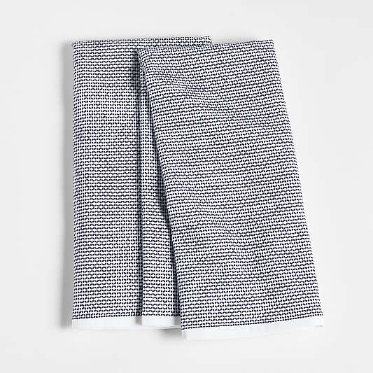 Textured Terry Indigo Organic Cotton Kitchen Towels, Set of 2