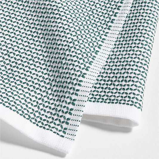 Textured Terry Pendula Green Organic Cotton Kitchen Towels, Set of 2