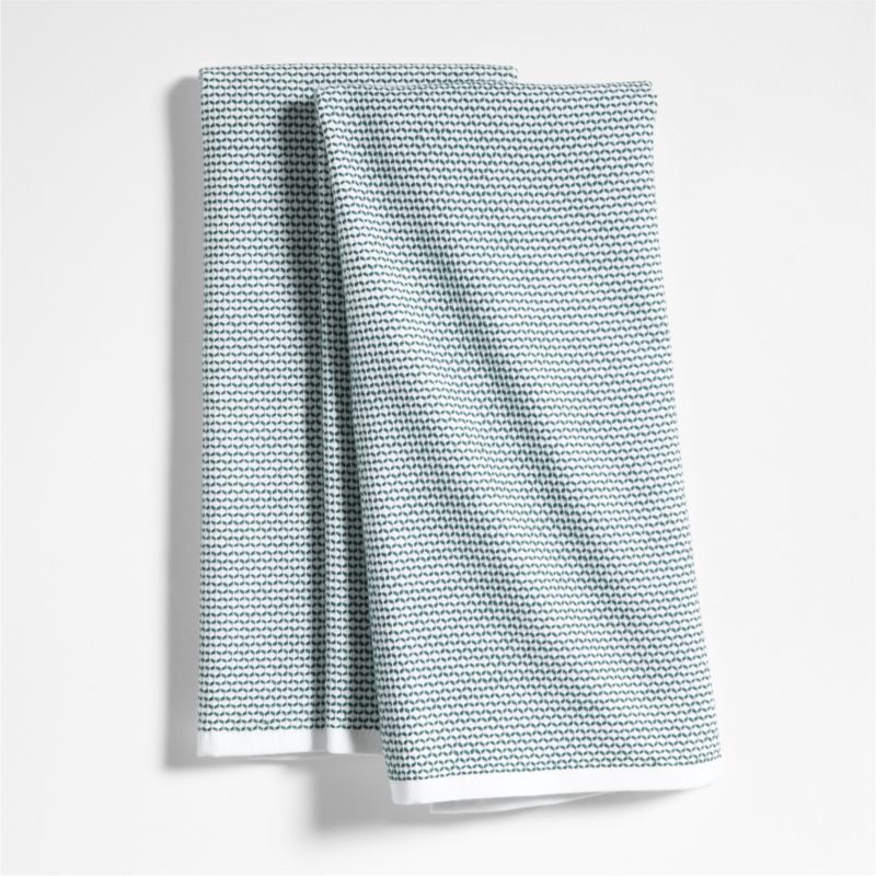 Textured Terry Pendula Green Organic Cotton Dish Towels, Set of 2