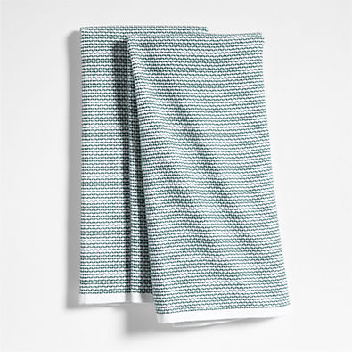 View Textured Terry Pendula Green Organic Cotton Kitchen Towels, Set of 2 details
