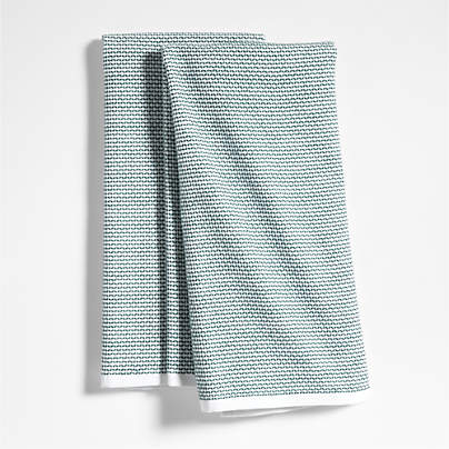 Textured Terry Pendula Green Organic Cotton Kitchen Towels, Set of 2