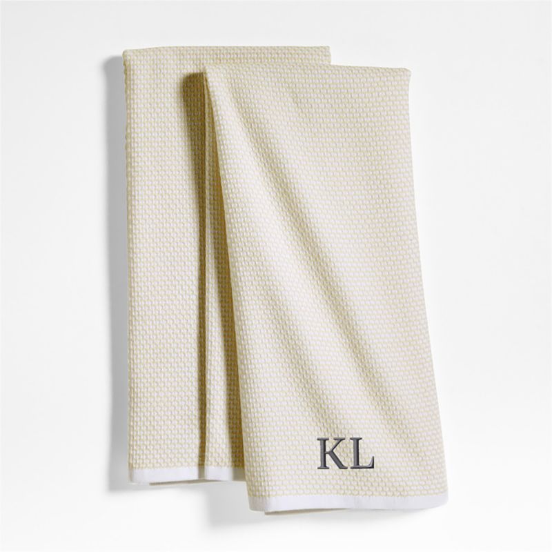 Textured Terry Alabaster Beige Organic Cotton Dish Towels, Set of 2