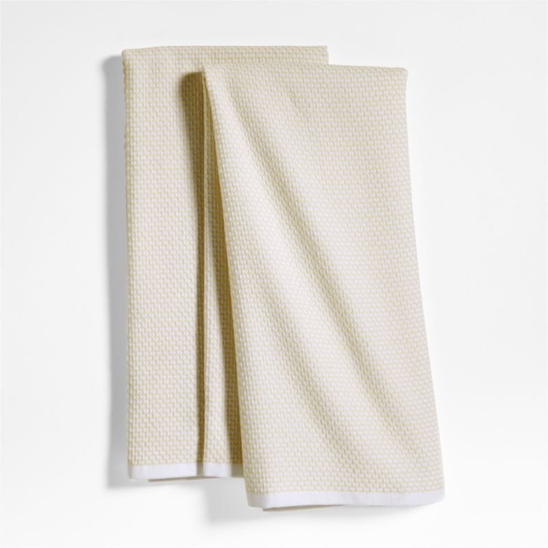 Textured Terry Alabaster Beige Organic Cotton Dish Towels, Set of 2