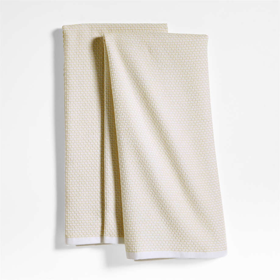 Cream White Linen Blend Waffle Towel Set
