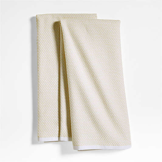 Textured Terry Alabaster Beige Organic Cotton Kitchen Towels, Set of 2