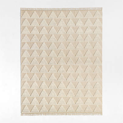 Textured Triangle Beige Hand-Woven Flatweave Kids Area Rug 5'x8'