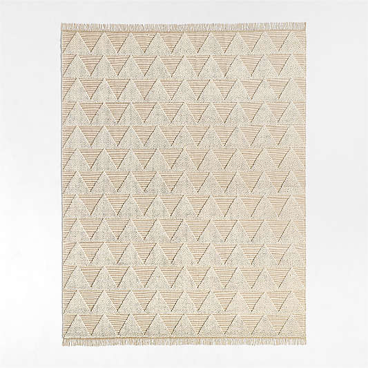 Textured Triangle Beige Hand-Woven Flatweave Kids Area Rug