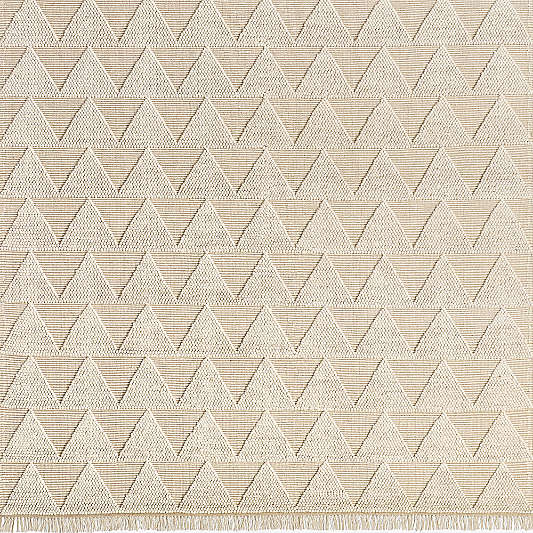 Textured Triangle Beige Hand-Woven Flatweave Kids Area Rug 8'x10'