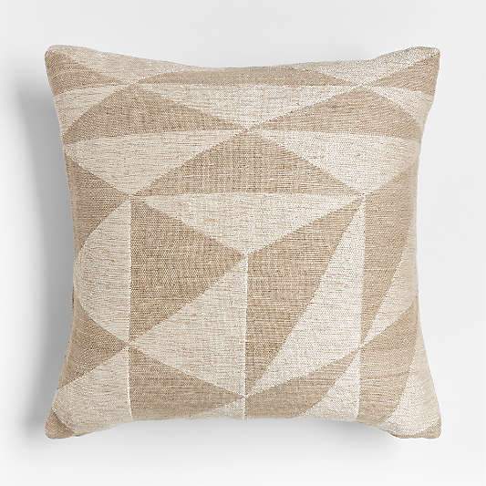 Natural Tan Brown 20"x20" Textured Triangle Outdoor Throw Pillow