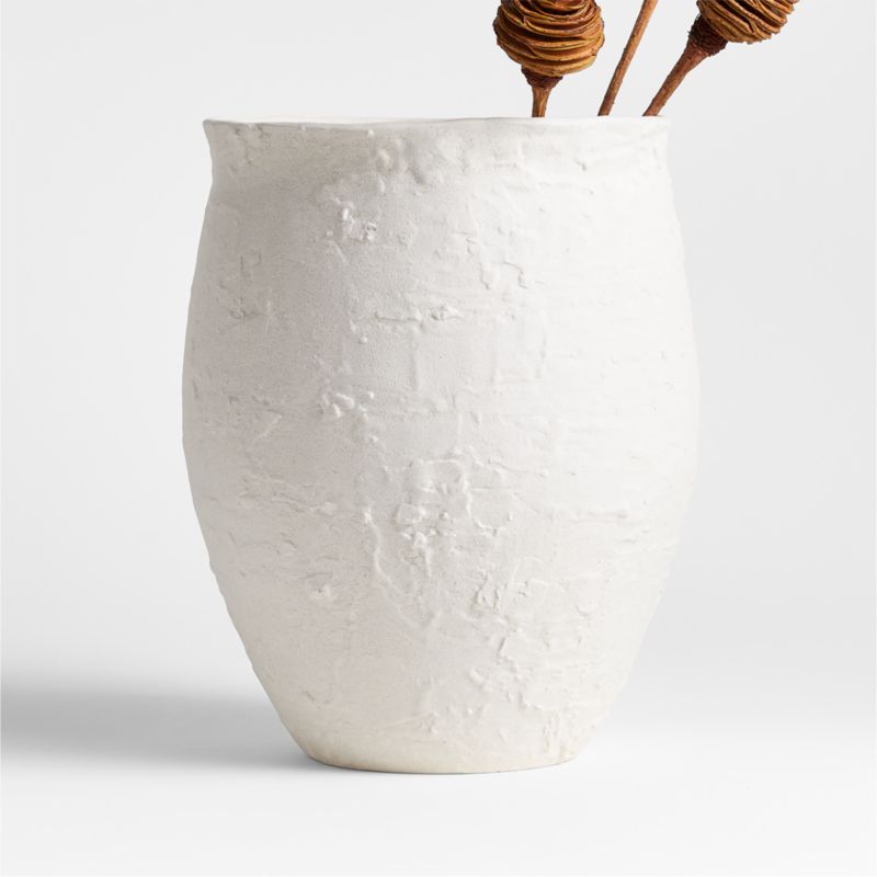 White Textured Ceramic Vase 11" - image 0 of 11