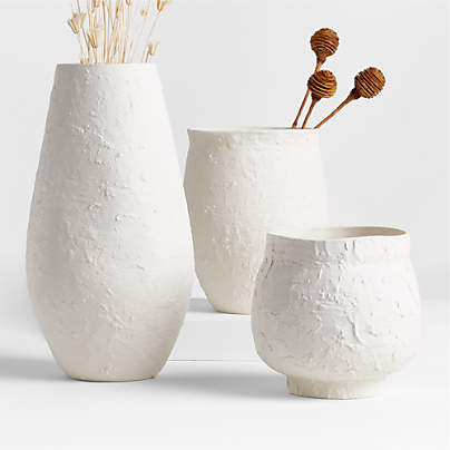 White Textured Ceramic Vases