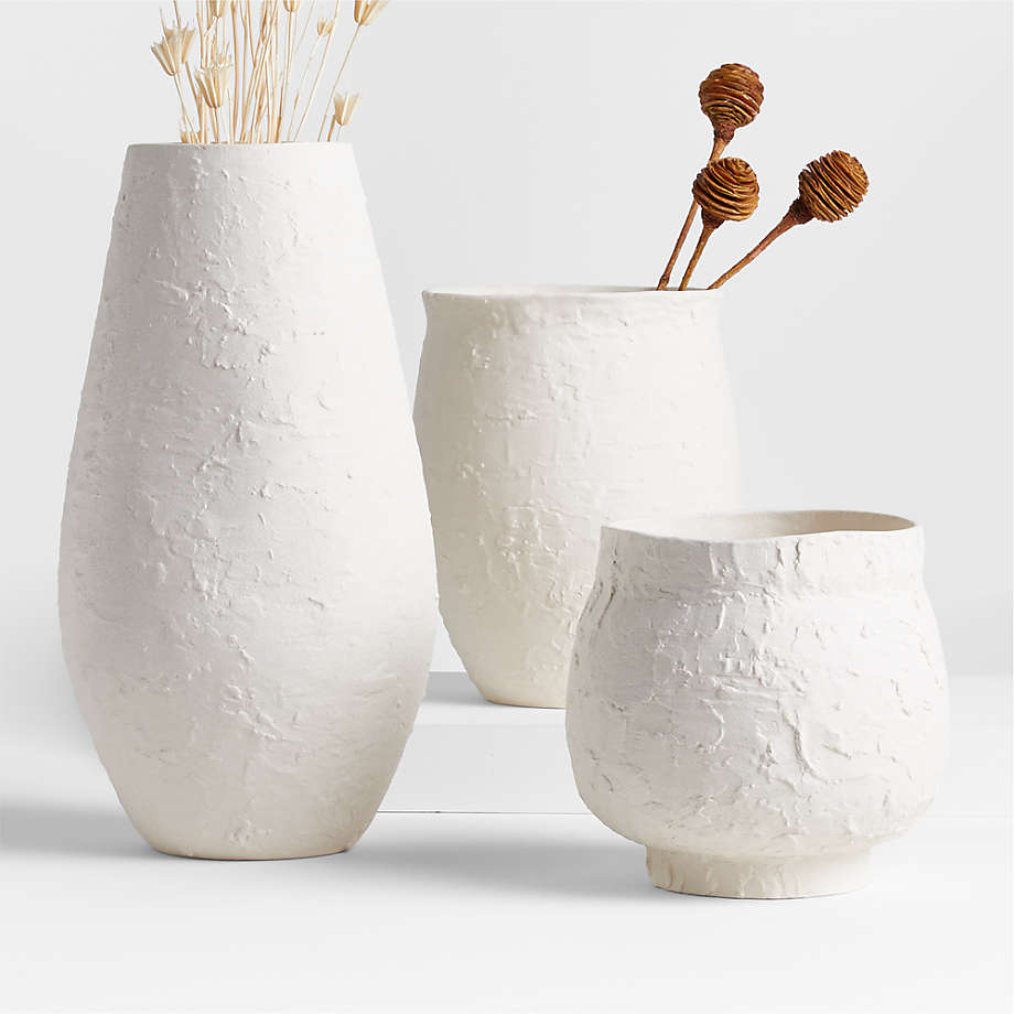 White Textured Ceramic Vases | Crate & Barrel