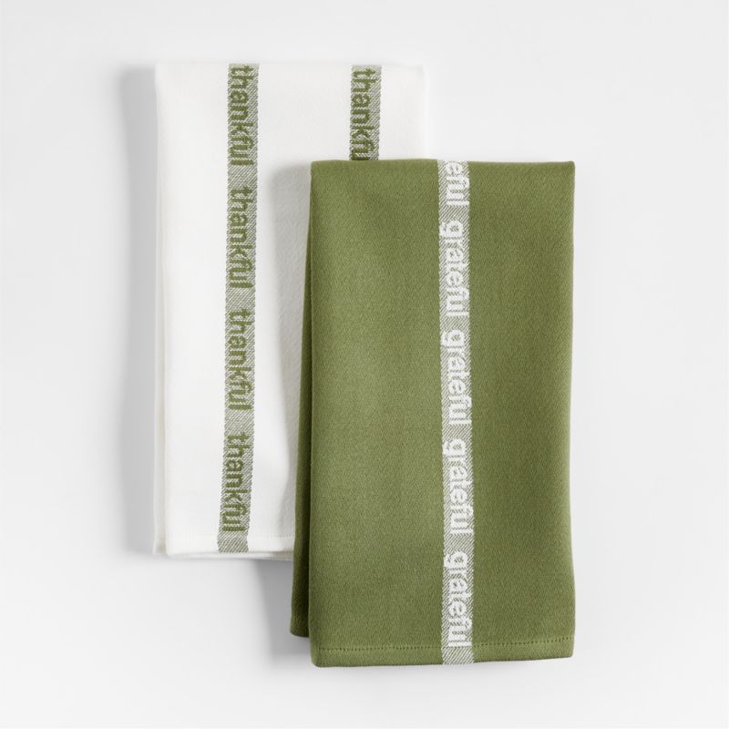 Gift Set Kitchen 4 Tea Towels + 2 Pot Holders, Green - Recycled by