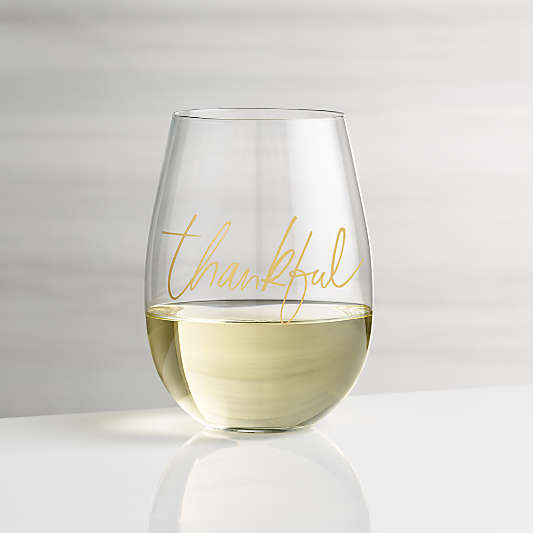 Thankful Stemless Wine Glass