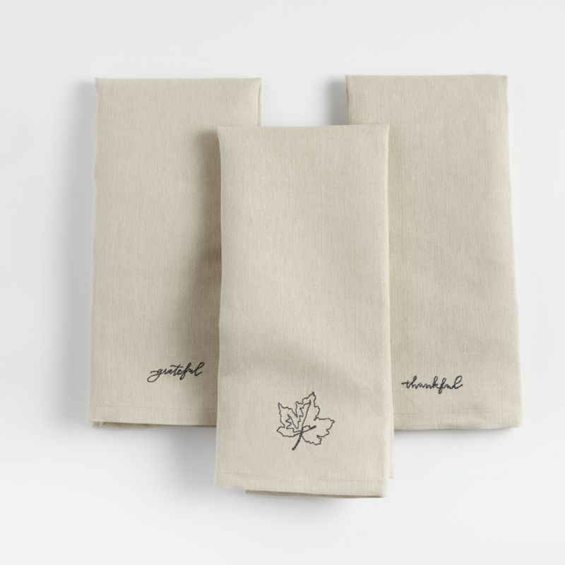 Thanksgiving Embroidered Dish Towel, Set of 3 Crate & Barrel