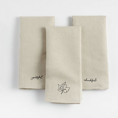 View Thanksgiving Embroidered Dish Towel, Set of 3 details