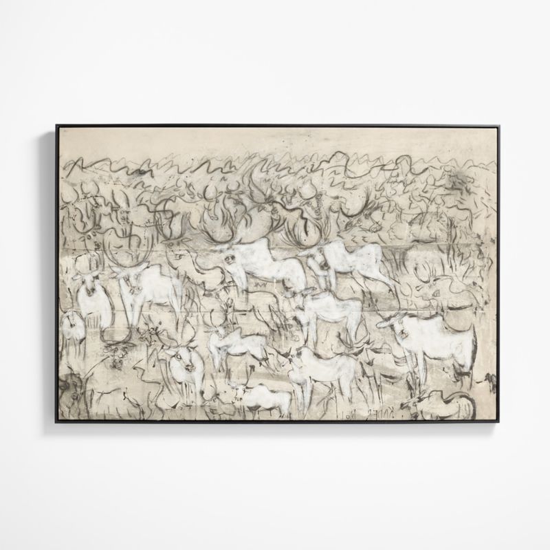 'The Herd' Framed Canvas Wall Art Print 61"x41" by Kader Boly + Reviews