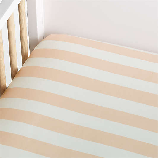 The Line Up Organic Striped Baby Crib Fitted Sheet