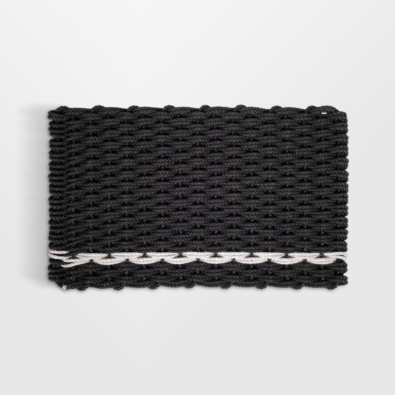 The Rope Co. Pearl and Charcoal Stripe Indoor/Outdoor Handwoven Doormat 21x34"