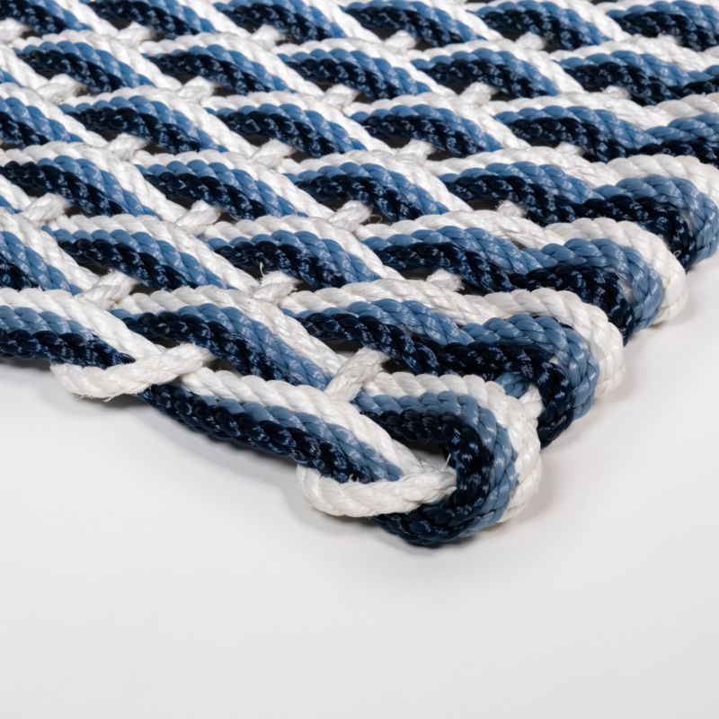 The Rope Co. Pearl, Glacier Bay, and Navy Indoor/Outdoor Handwoven Doormat 21x34" - image 1 of 2