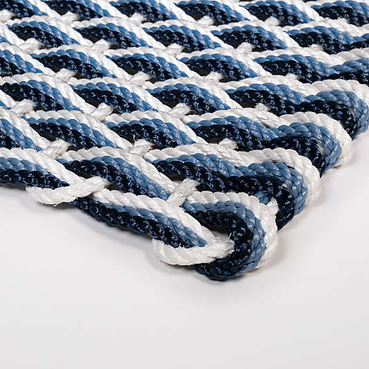 The Rope Co. Pearl, Glacier Bay and Navy Indoor/Outdoor Handwoven Doormat