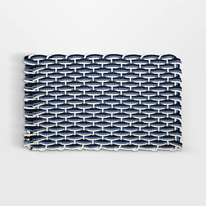 The Rope Co. Pearl, Glacier Bay, and Navy Indoor/Outdoor Handwoven Doormat 24x38"