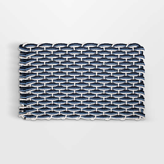 The Rope Co. Pearl, Glacier Bay and Navy Indoor/Outdoor Handwoven Doormat