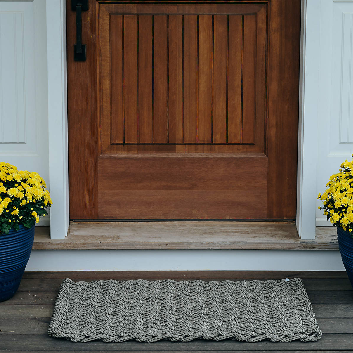 The Rope Co. Braided Rope Doormat - 24 x 38, Sand & Navy