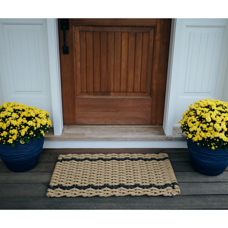 The Rope Co White and Charcoal Stripe Indoor/Outdoor Handwoven Doormat 24x38" - image 1 of 3