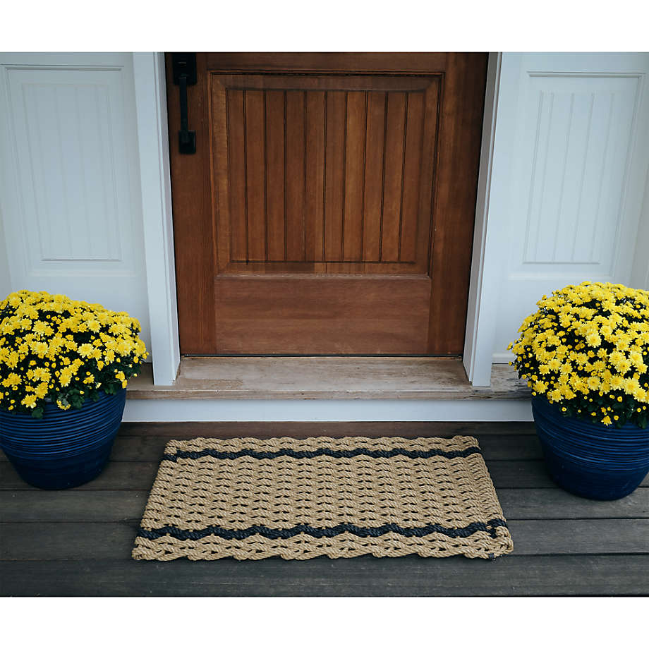 Charcoal, Pearl Stripe, Woven Rope Doormats