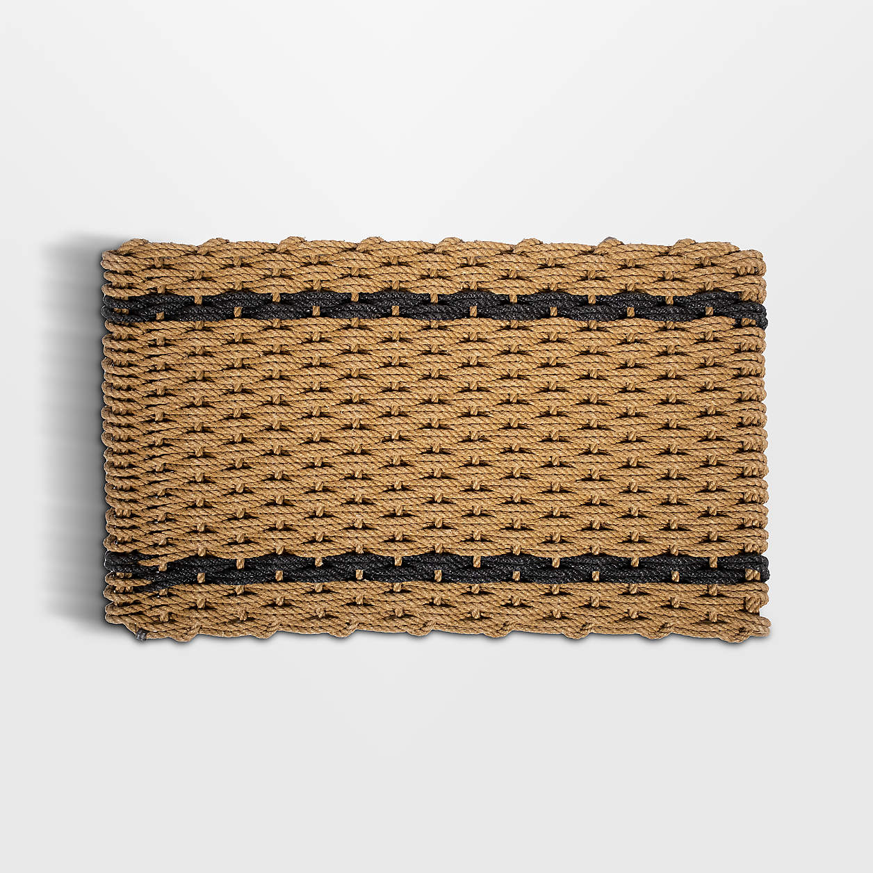 The Rope Co White and Charcoal Stripe Indoor/Outdoor Handwoven Doormat