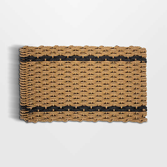 The Rope Co White and Charcoal Stripe Indoor/Outdoor Handwoven Doormat