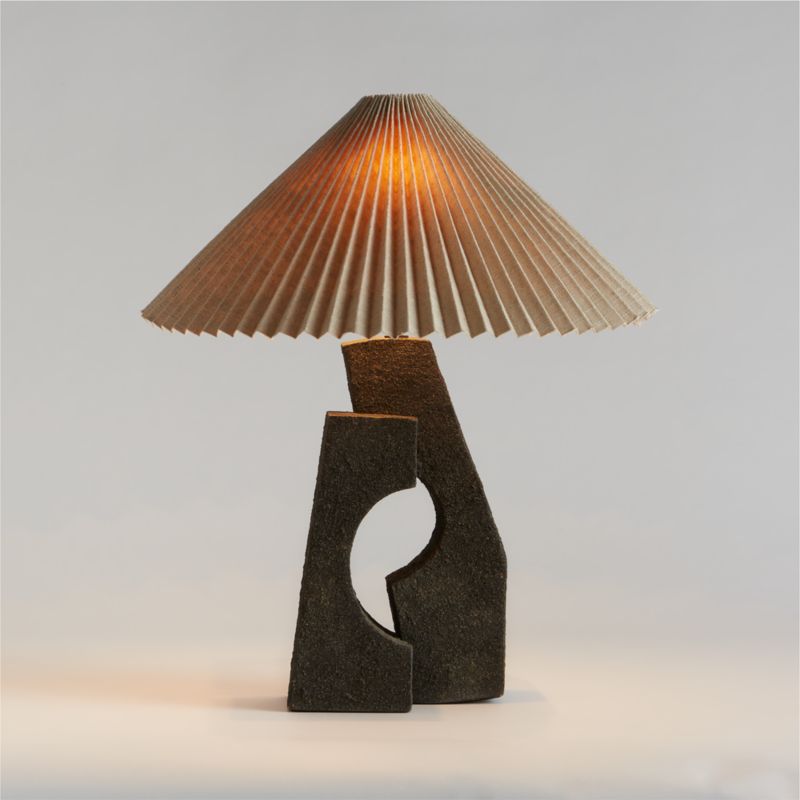 Ruins Black Ceramic Sculptural Table Lamp with Pleated Shade by Athena Calderone 20" - image 9 of 16
